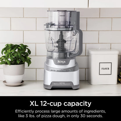 Ninja 4-in-1 12 Cup Food Processor, 1000 Watts, XL Capacity, 4 Auto-iQ Programs, Chop, Puree, Dough, Disc, NF700 Silver