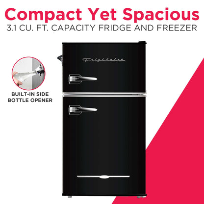 Frigidaire Retro 3.1 Cu ft Two Door Compact Refrigerator with Freezer, Red