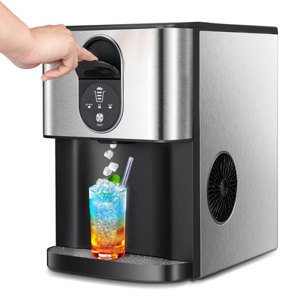 Auseo Ice Maker Countertop with Soft Chewable Ice, 44 Lbs/24H, Self-Cleaning, One-Click Operation for Home/Party(Black)