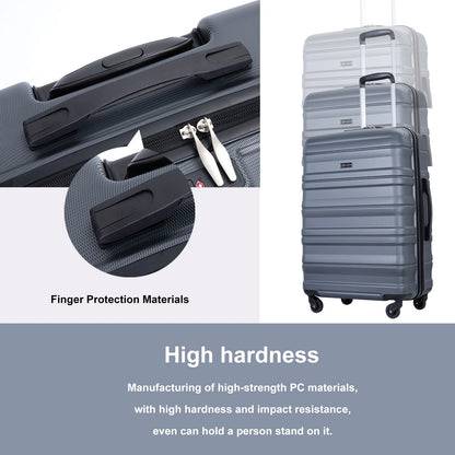 Tripcomp Hardside Luggage Set 3-Piece Set (21/25/29) Lightweight Suitcase 4-Wheeled Suitcase Set(Purple)