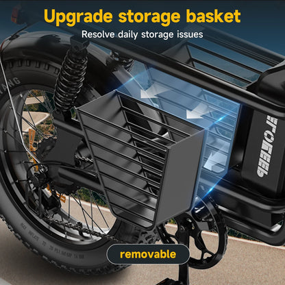 1500W Peak Electric Bike for Adults, 20" Fat Tire E-Bike, 48V 15Ah Battery, 7-Speed E-Mountain Bike with Storage Rack, UL2849