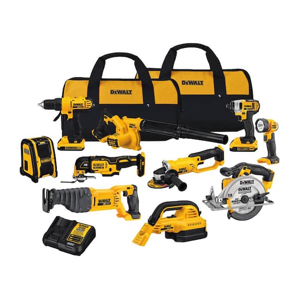 20V MAX Cordless 10 Tool Combo Kit with (2) 20V 2.0Ah Batteries, Charger, and Bag