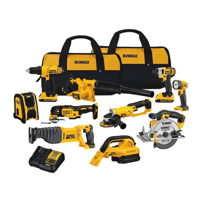 20V MAX Cordless 10 Tool Combo Kit with (2) 20V 2.0Ah Batteries, Charger, and Bag