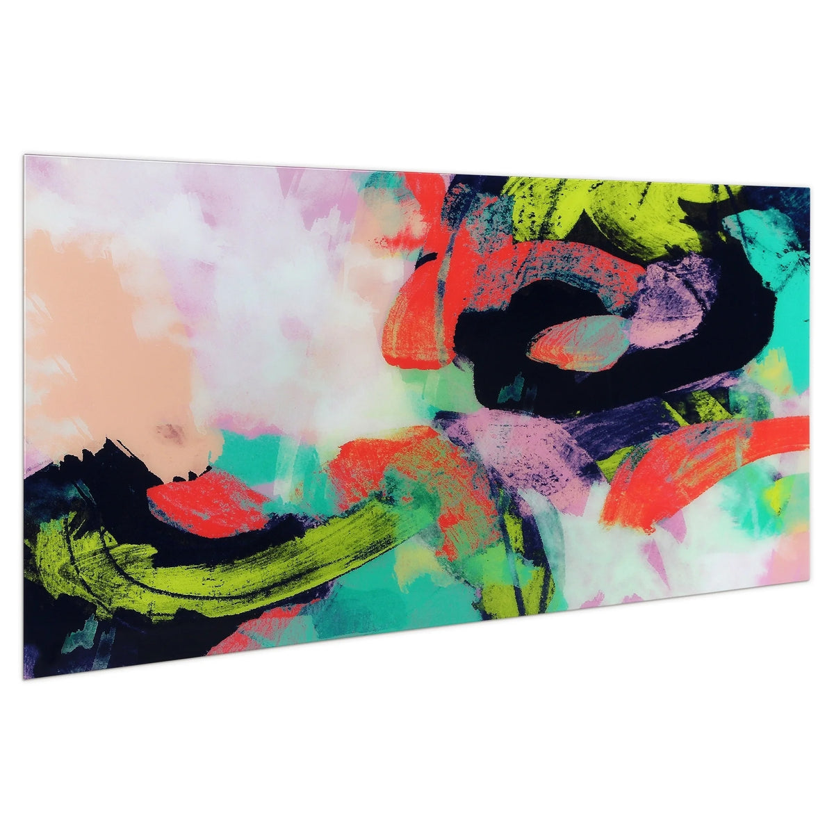 Empire Art Direct Blue Splash Frameless Free Floating Tempered Glass Panel Graphic Wall Art, 72" x 36", Ready to Hang