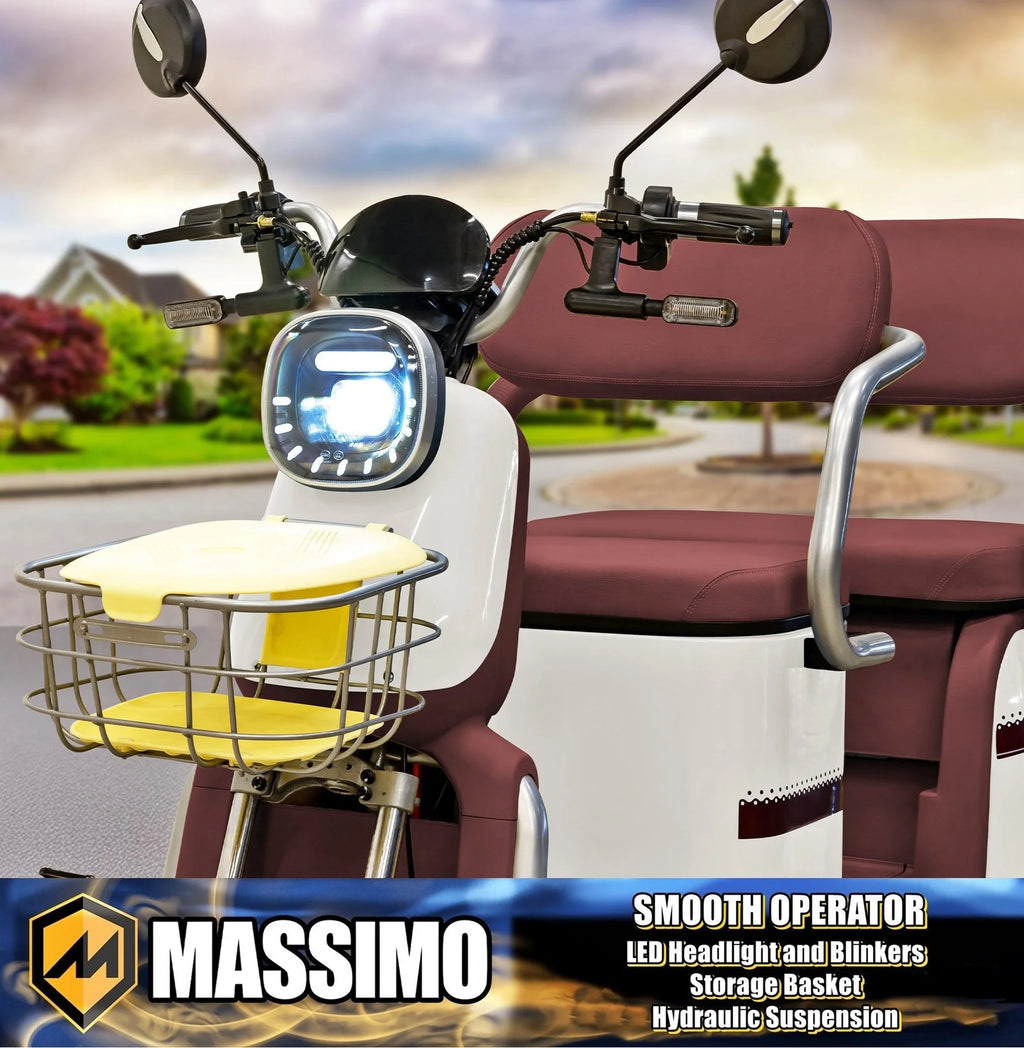 Massimo MGC E-Trike 3-Wheel Electric Cart – 17 MPH, 2-Seater Adult Scooter – Blue