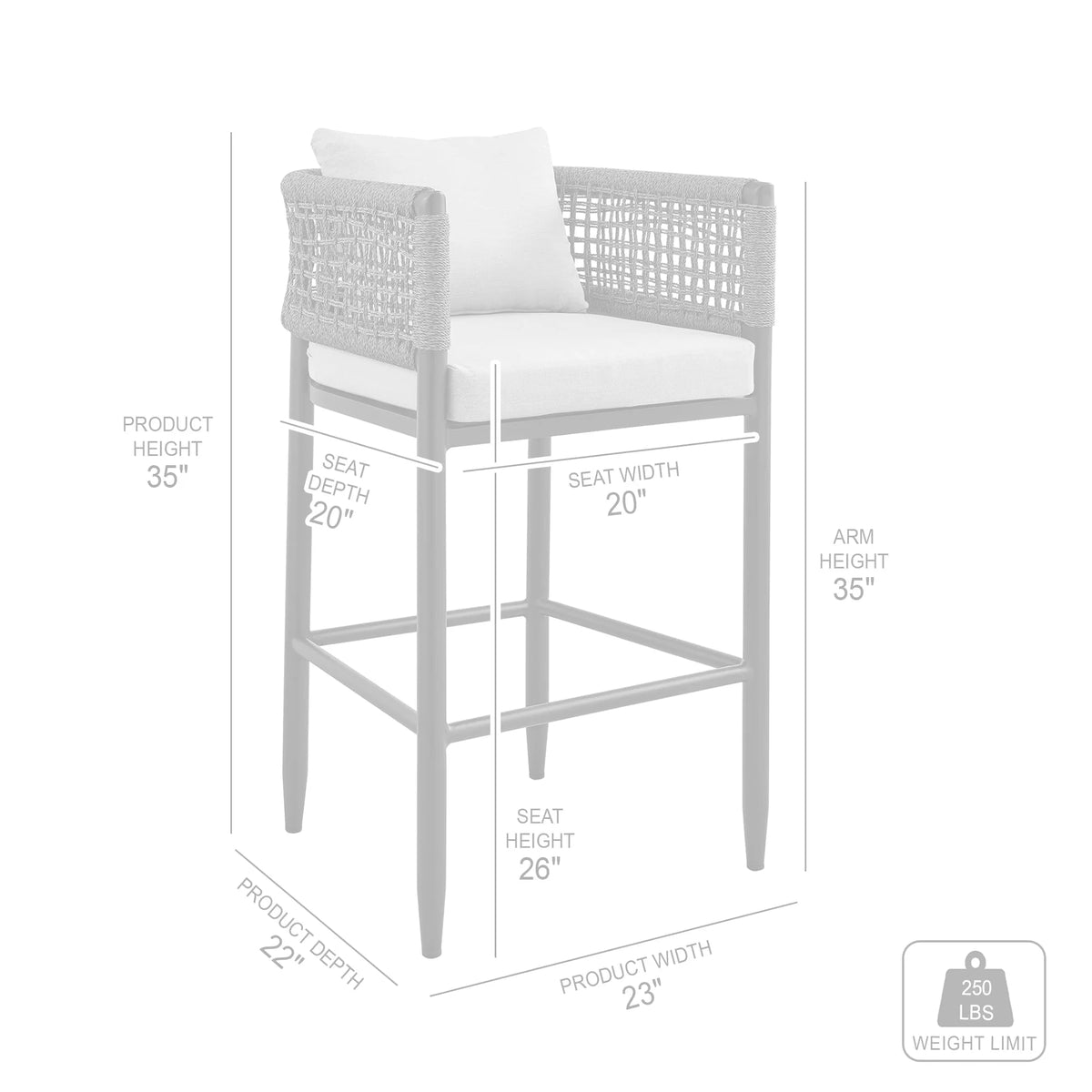 Armen Living Felicia 26 in. Outdoor Counter Stool