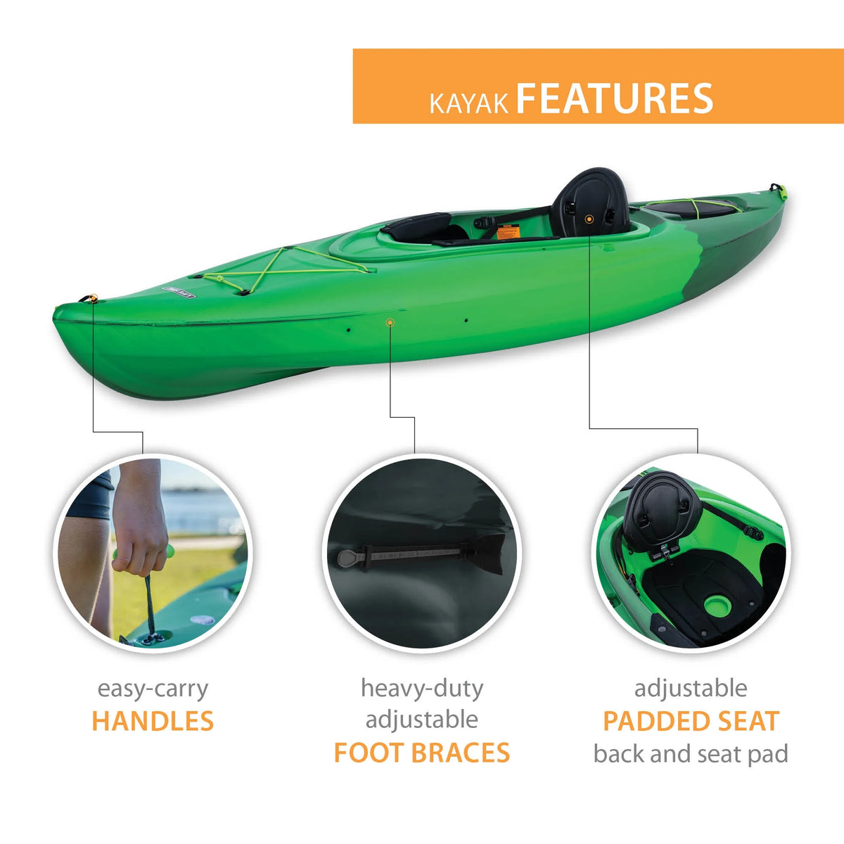 Lifetime Guster 10 Sit-Inside Kayak- Lime Green (90527)