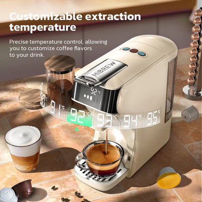 HiBREW 6in1 Pods Coffee Machine Multiple Espresso Cafetera Cappuccino Coffee Maker H1B Beige