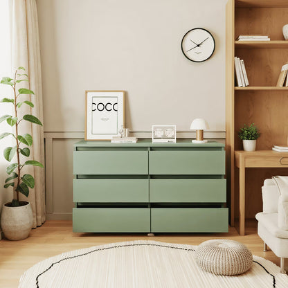 Kadyn Modern 6 Drawer Dresser Wood Cabinet,Dresser for Bedroom, Kitchen Storage Cabinet with Drawers, Chest of Drawers(Black)