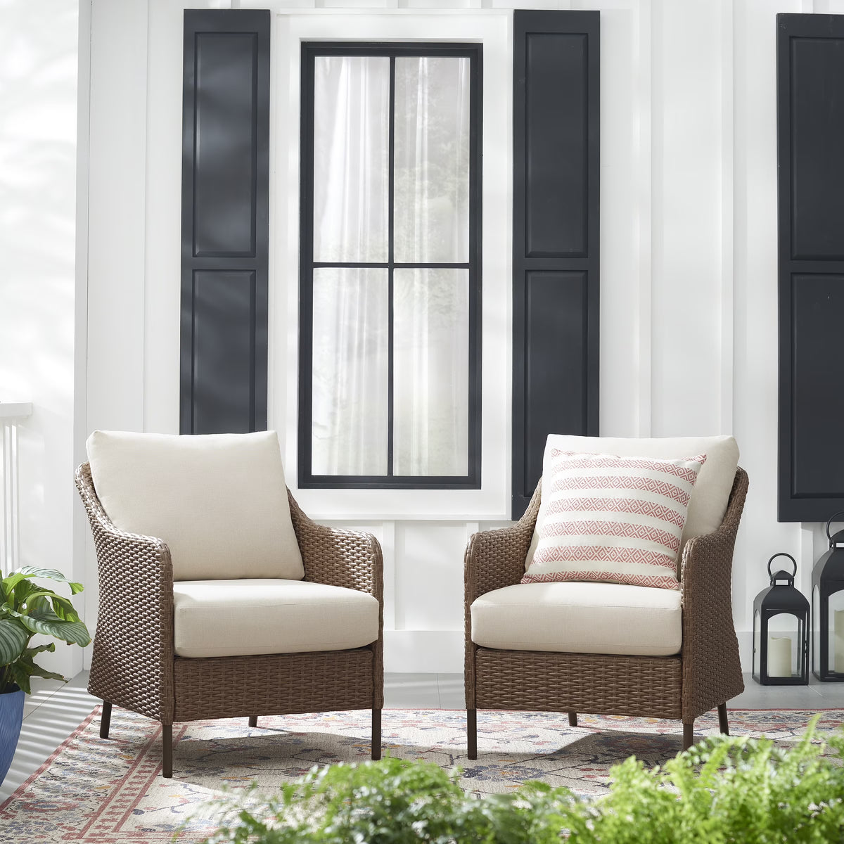 Mainstays Chelsea 2-Piece Outdoor Wicker Chairs, 2 Pack