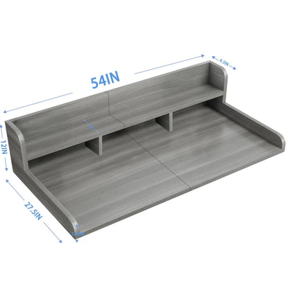 Modern Washer Dryer Countertop with 2-Tier Shelf,Laundry Room Countertop Organization Storage with 2.75" H Guard Edge Rails,Non-Slip Pad,Waterproof and Easy to Clean,54"W x 27.55"D,Natural Wood