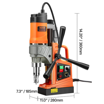 VEVOR Magnetic Drill, 1450W Motor 2 in Boring Diameter, 2878 lbf Portable Electric Mag Drill Press, with 6 Coring Bits, Variable Speed, Drilling Machine for Metal Surface, Home Improvement Industry