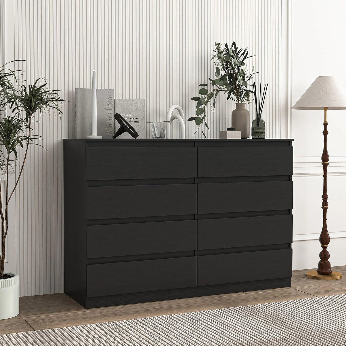 Resenkos Modern Mid Century 6 Drawer Wide Dressers Chests for Bedroom, Chest of Drawer Organizer Grey
