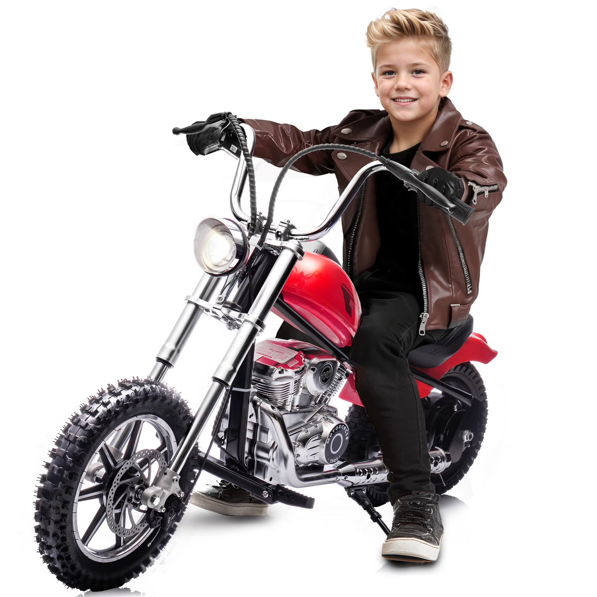 36V Power Ride on Motorcycle for Teen, Kids Electric Motorcycle with Front Wheel suspension, LED Light, Top Speed 13.6 Mph, Electric Dirt Bike for Boys Girls, Oranger