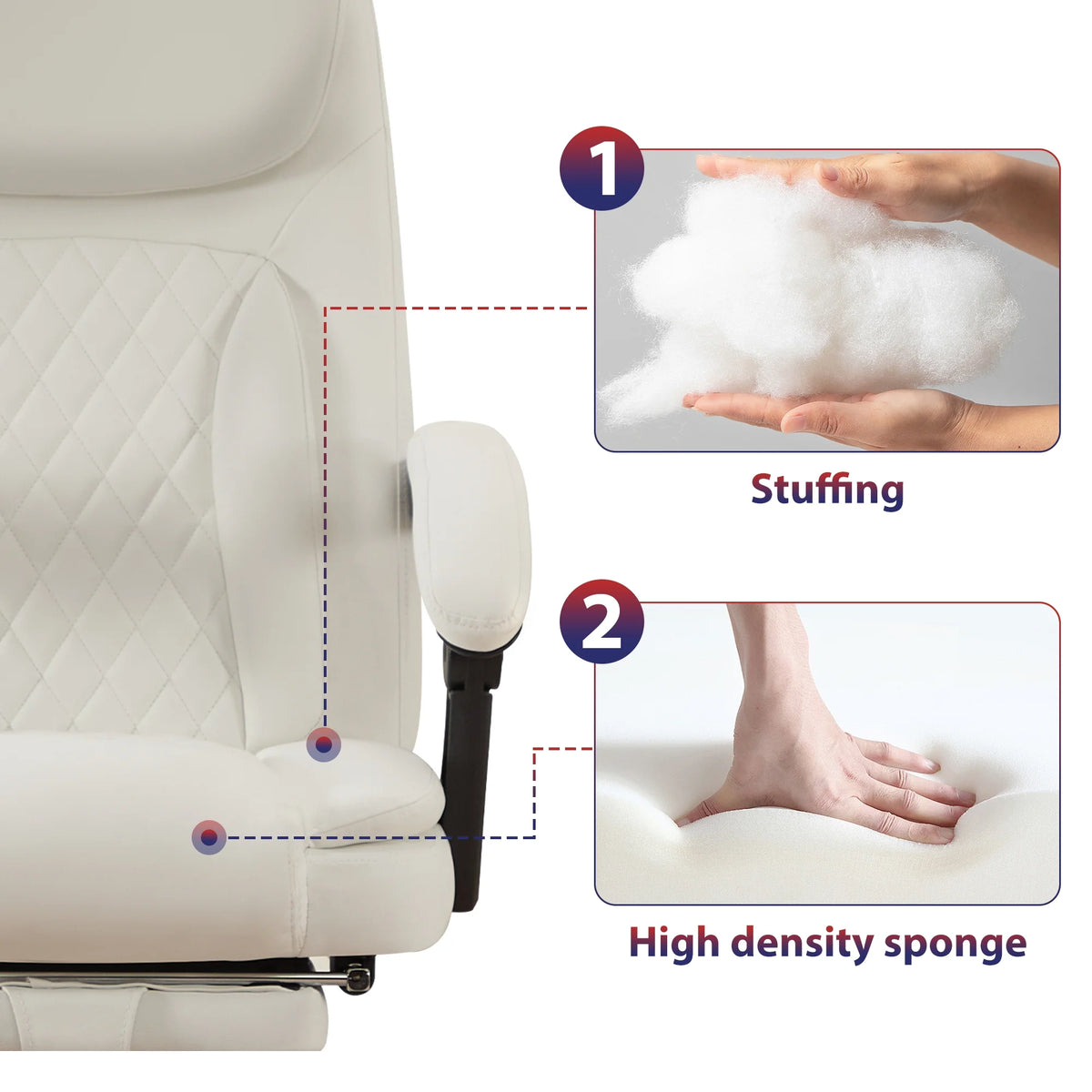 JONPONY Big and Tall Office Chair 500LBS Executive Office Chair Massage and Footrest Ergonomic Computer Desk Chair Reclining High Back Leather Office Chair Lumbar Back Support Swivel Rolling,Black