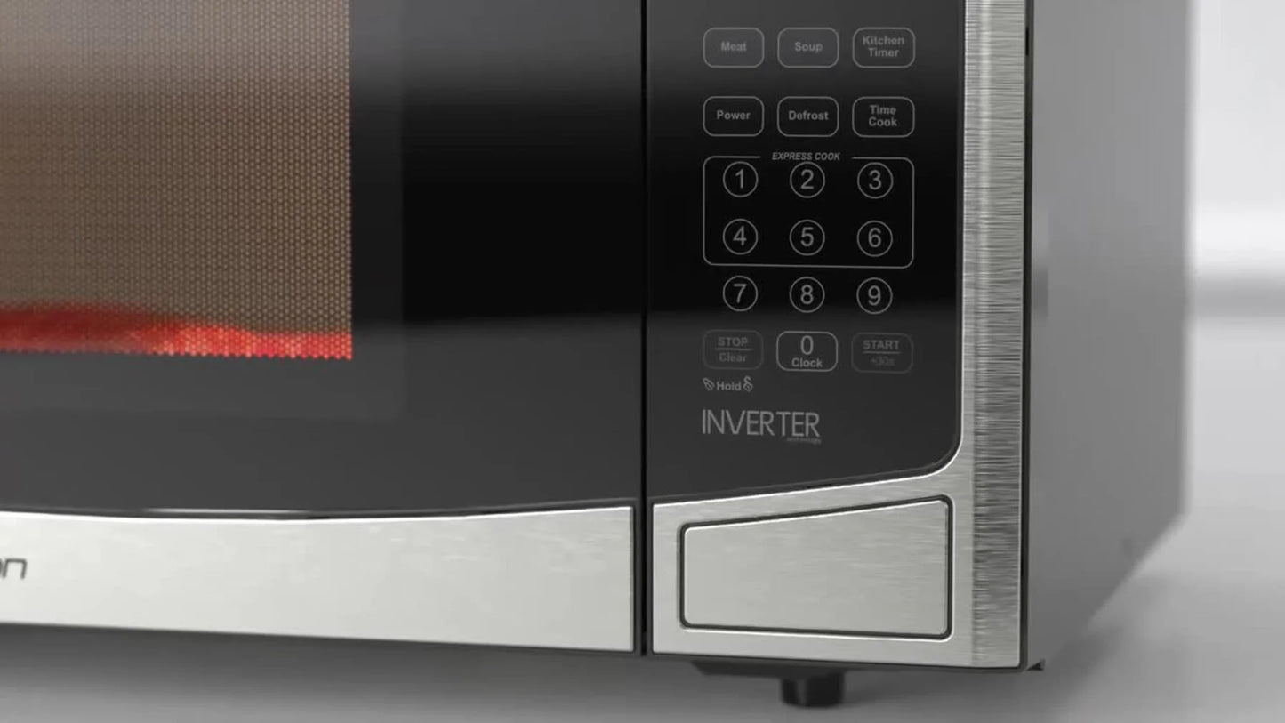 Emerson 1.2 Cu Ft, 1000W Stainless Steel Countertop Microwave Oven with Inverter Technology, Touch Control, MWI1212SS