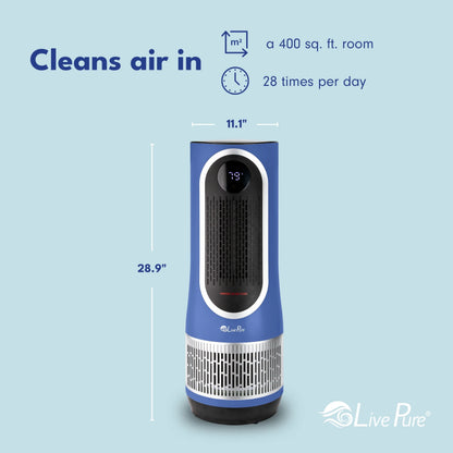 LivePure 3 in 1 Clean Heat Air Purifier/Fan & Heater. Denim Blue