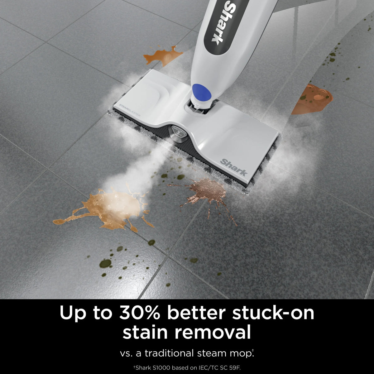 Shark SteamSpot Steam Mop with Steam Blaster for Sealed Hard Floors, XL Removable Tank, Washable Dirt Grip? Pad, 2  Modes,S2000