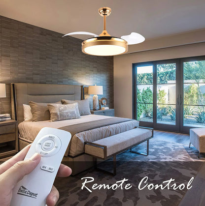 42" Retractable LED Ceiling Fan with Remote Control and Light Kit Included