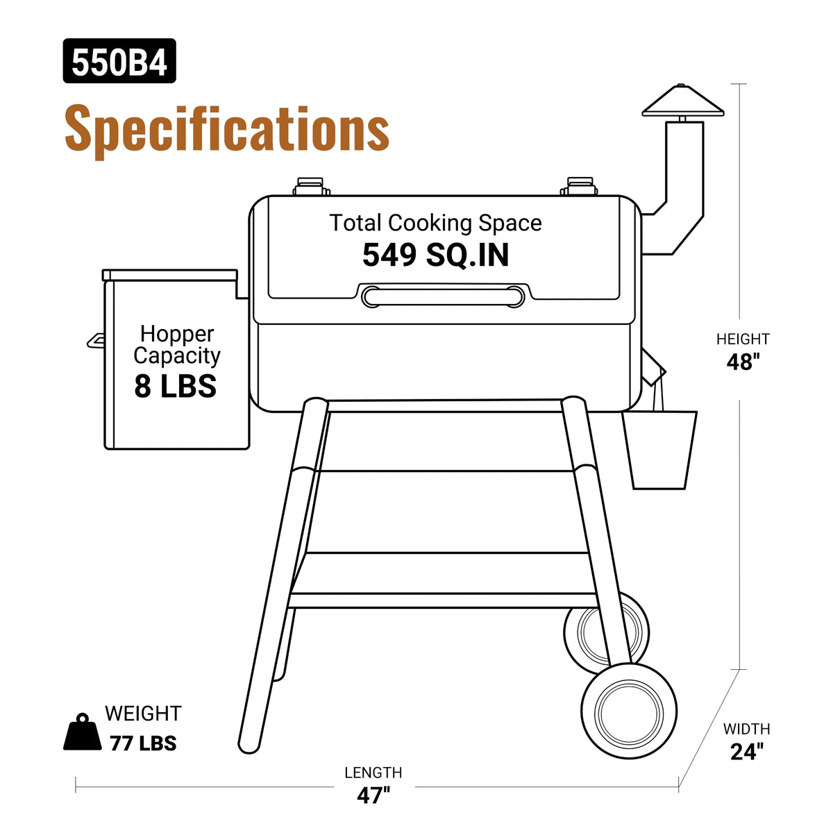 Z GRILLS Grill Elite ZPG-550B4 549 sq.in Wood Pellet Grill & Smoker, Latest PID 3.0 Controller, 2 Meat Probes, Auto Temperature Control, 8 in 1 BBQ- Bronze