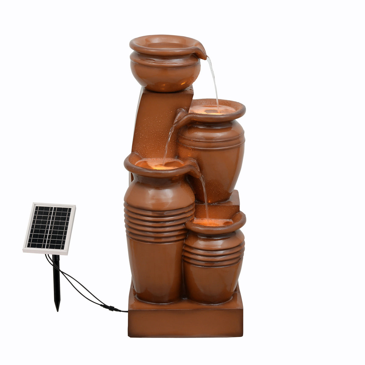 Teamson Home 28.74" Solar Water Fountain with LED Lights, Navy
