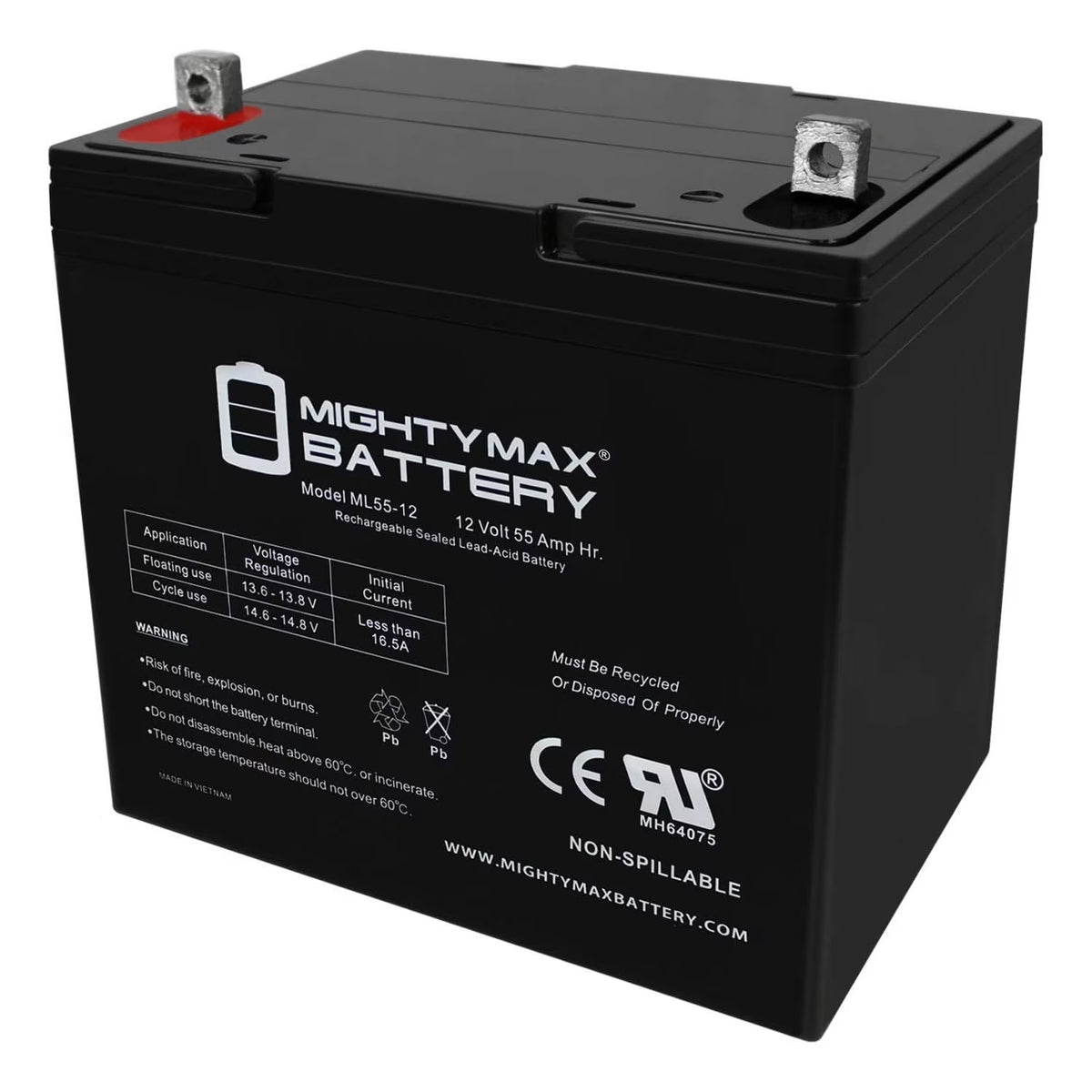12V 55Ah Power Boat Pontoon Electric Trolling Motor Deep Cycle Battery