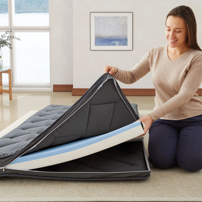 Jamdok 4Inch Floor Mattress,3-Layer Structure,Narrow Twin Size Gel Memory Foam,Removable Pillow Top Cover,Roll up Cot Mattress Topper,Portable Sleep Mat(75X30X4��)