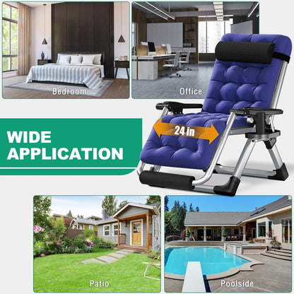 NAIZEA 2 Pack Zero Gravity Chair, Foldable Portable Lawn Recliner with Cushion, Headrest, Cup Holder, Black
