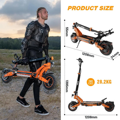 Electric Scooter for Adults, Max 70miles Range, 1000W Motor, 48V 27Ah Battery, 10" Anti-Flat Tires, Dual Shocks, APP Control&NFC - RCB D7PRO