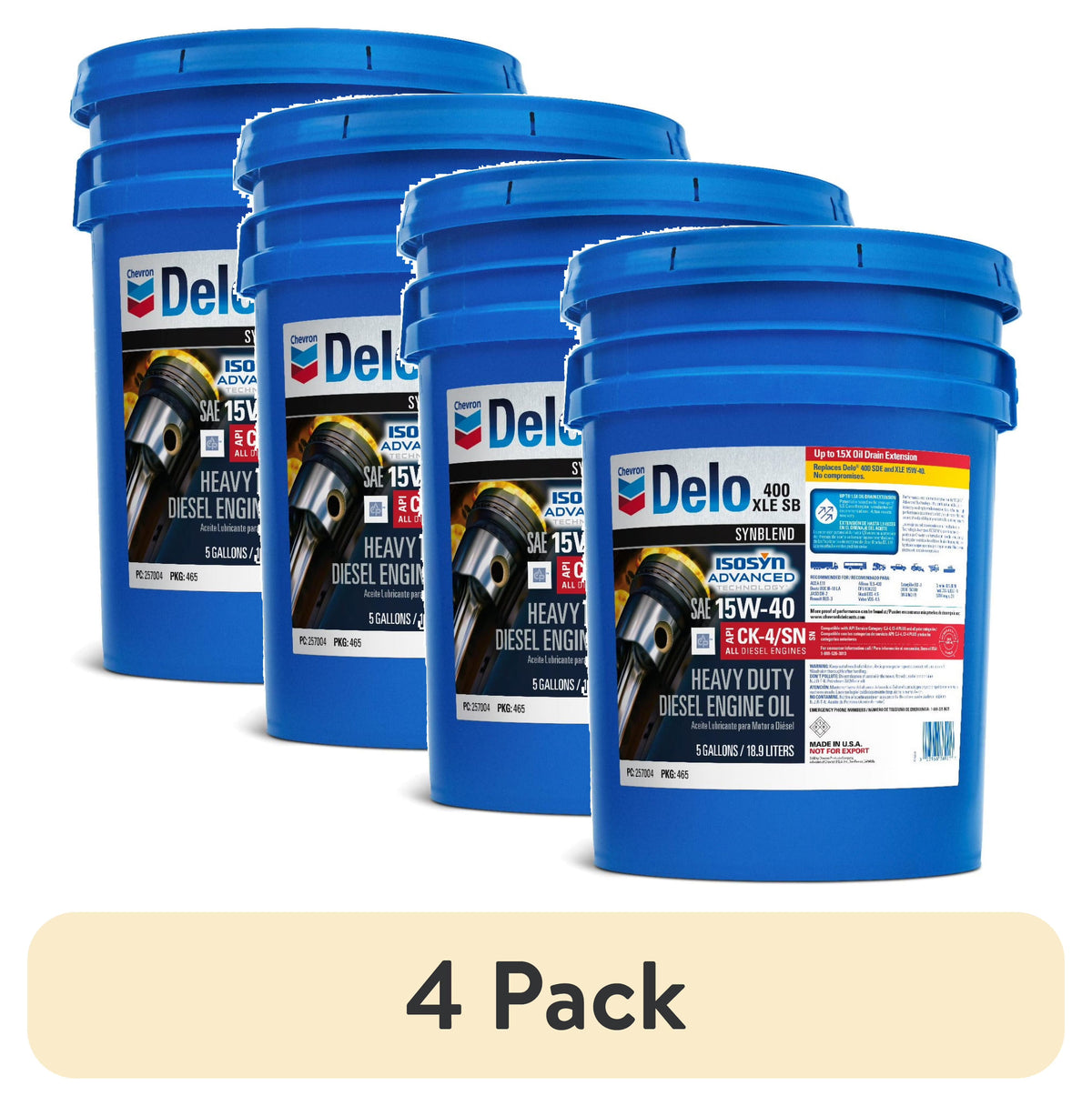 Delo 400 XLE SB Synthetic Blend SAE 15W-40 Heavy-Duty Diesel Motor Oil 5 Gallon