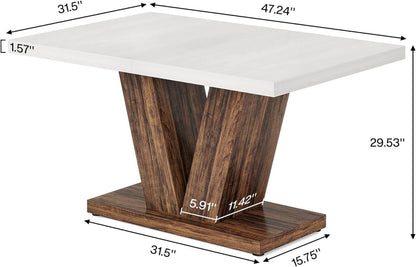 Finmind 47-inch Dining Table for 4 to 6, Farmhouse Wood Kitchen Table for Dining Room, White