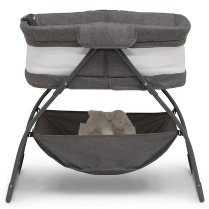 Delta Children TravelMate Compact Fold Bassinet - Features Lights. Sounds and Vibration. Grey Tweed