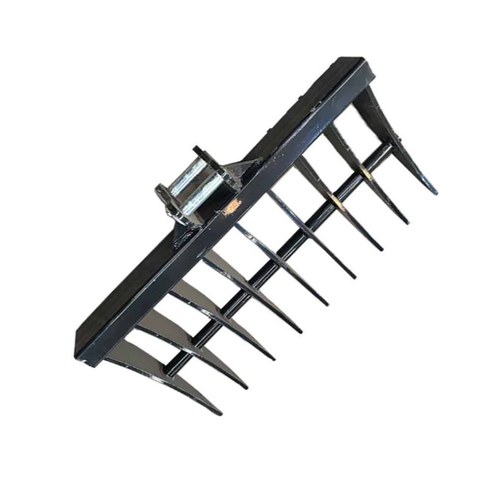 MachPro Mini Excavator Rake, 31'' Mini Excavator Attachments, 9 Tooth Wide Backhoe Digger Accessories Rake Use for Land Clearing, Debris Removing