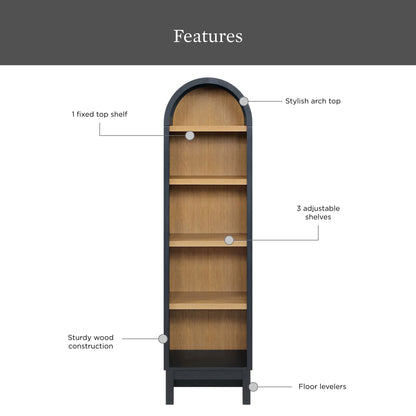 Better Homes & Gardens Juliet Narrow Arch Bookcase, Deep Green and Light Honey