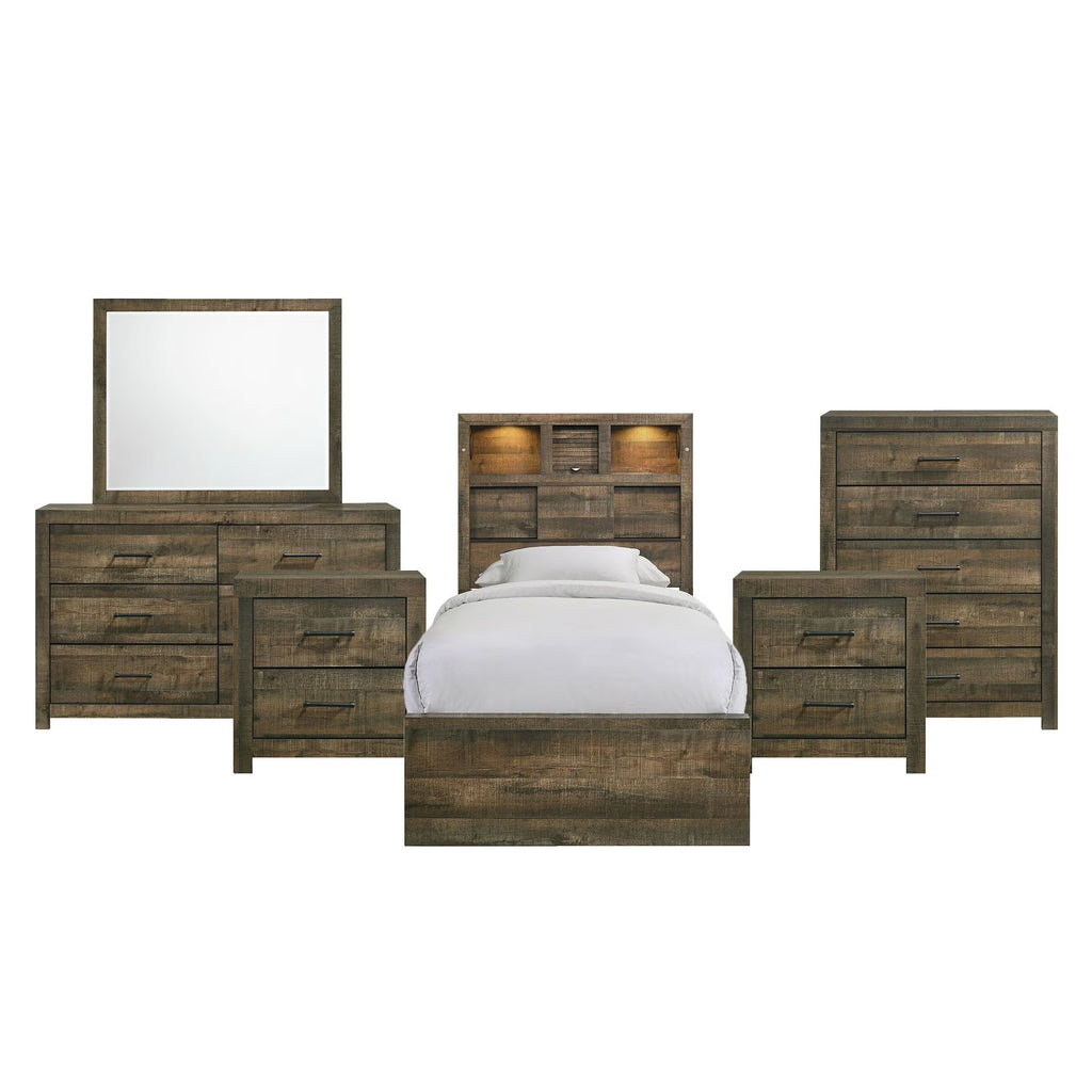 Beckett Queen Bookcase Panel 6PC Bedroom Set with Bluetooth