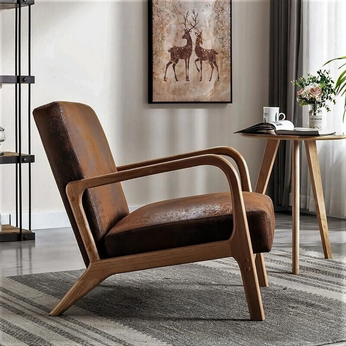 US Pride Furniture Glostrup Mid-Century Modern Vintage Armchair Brown