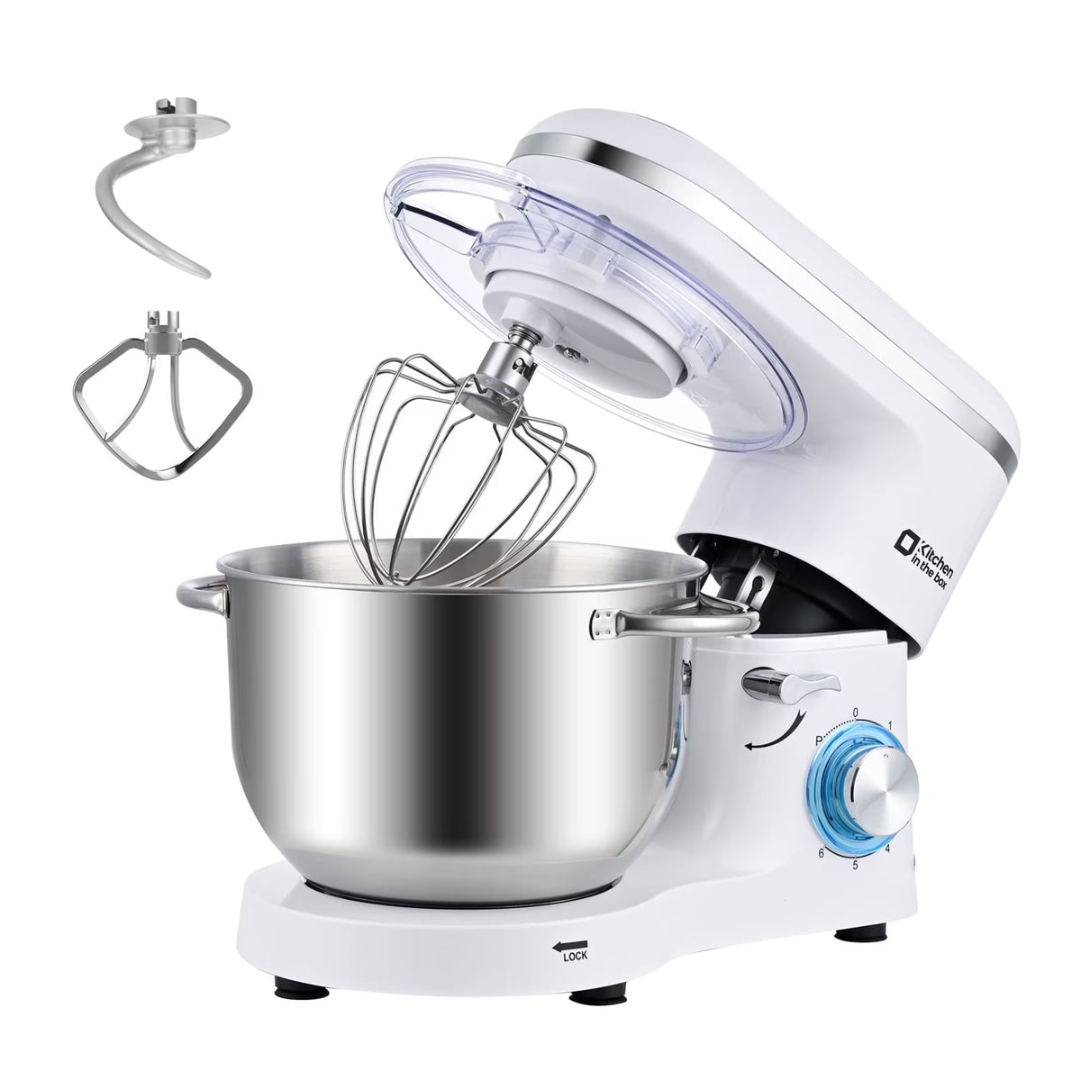 Kitchen in the box Tilt-Head Stand Mixer, Electric Kitchen Mixer with 6.5QT Stainless Steel Bowl, 660W Food Mixer with 6-Speed, Black