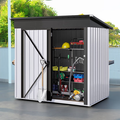 UFORIC 5x3ft Outdoor Storage Shed,Metal Garden Organizer, Lockable Door,Backyard,Garden,Dark Gray