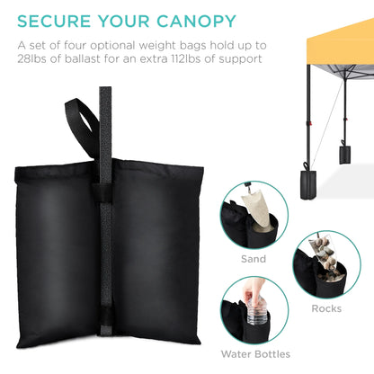 Best Choice Products 12x12ft Easy Setup Pop Up Canopy w/ 1-Button Setup, Wheeled Case, 4 Weight Bags - Navy Blue