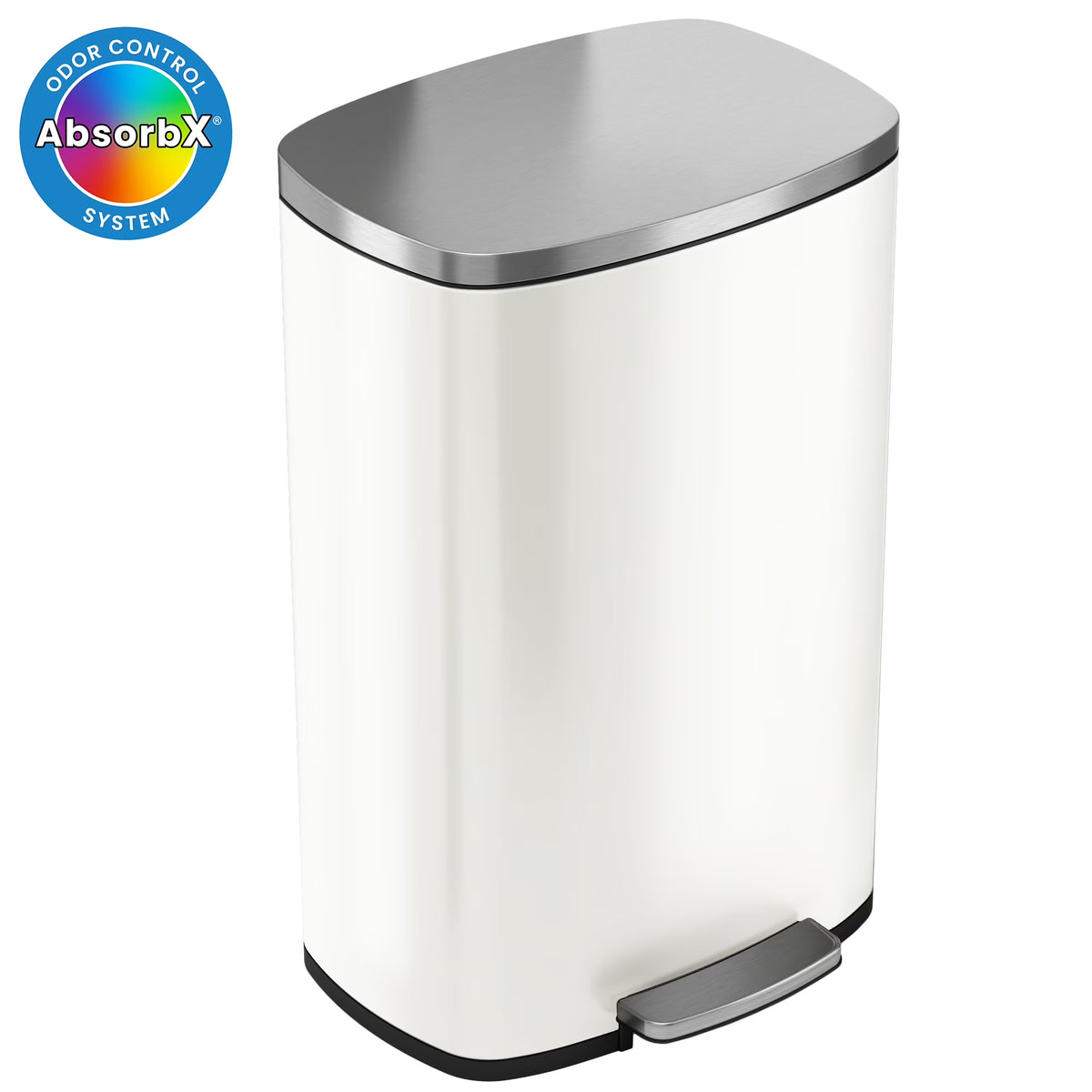 iTouchless SoftStep Stainless Steel Indoor Step Trash Can with Lid 13.2 Gallon Silver (PC13RSS)