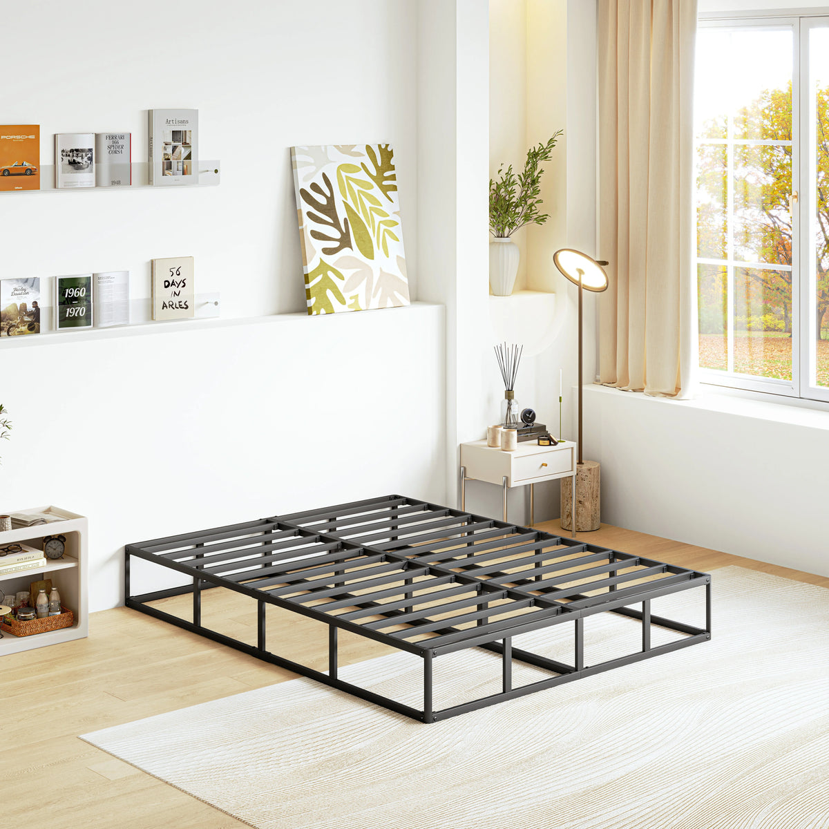 ULIESC 9 inch Queen Metal Box Spring, Sturdy Mattress Foundation, Fabric Cover Included, Easy Assembly