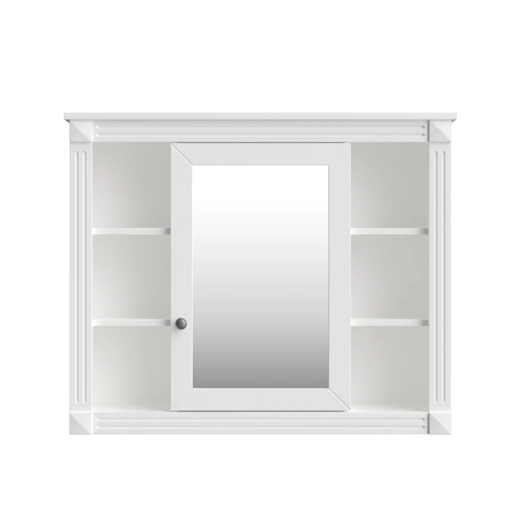 36'' Bathroom Vanity Set, Undermount Bathroom Cabinet and Mirror Cabinet, Ceramic Sink Top, Storage Cabinet with 2 Soft Closing Doors and 2 Drawers, Vanity Cabinet Set, Suit for 4'' Faucet, Gray