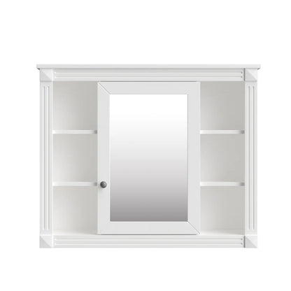 36'' Bathroom Vanity Set, Undermount Bathroom Cabinet and Mirror Cabinet, Ceramic Sink Top, Storage Cabinet with 2 Soft Closing Doors and 2 Drawers, Vanity Cabinet Set, Suit for 4'' Faucet, Gray