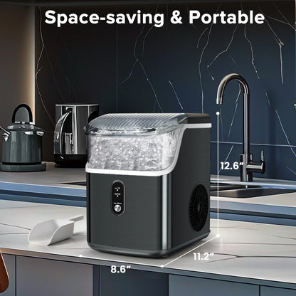 Auseo Nugget Ice Maker Countertop, Pebble Ice Maker Machine with 35lbs/24H Soft Ice, Self-Cleaning,  for Home/Kitchen/Office (Black)