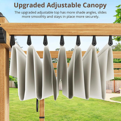 Outdoor Aluminum Pergola with Retractable Canopy, Reinforced 4-Sided Base, Waterproof & UV-Resistant Adjustable Roof, Modern Design for Patio, Deck, Backyard, and Garden