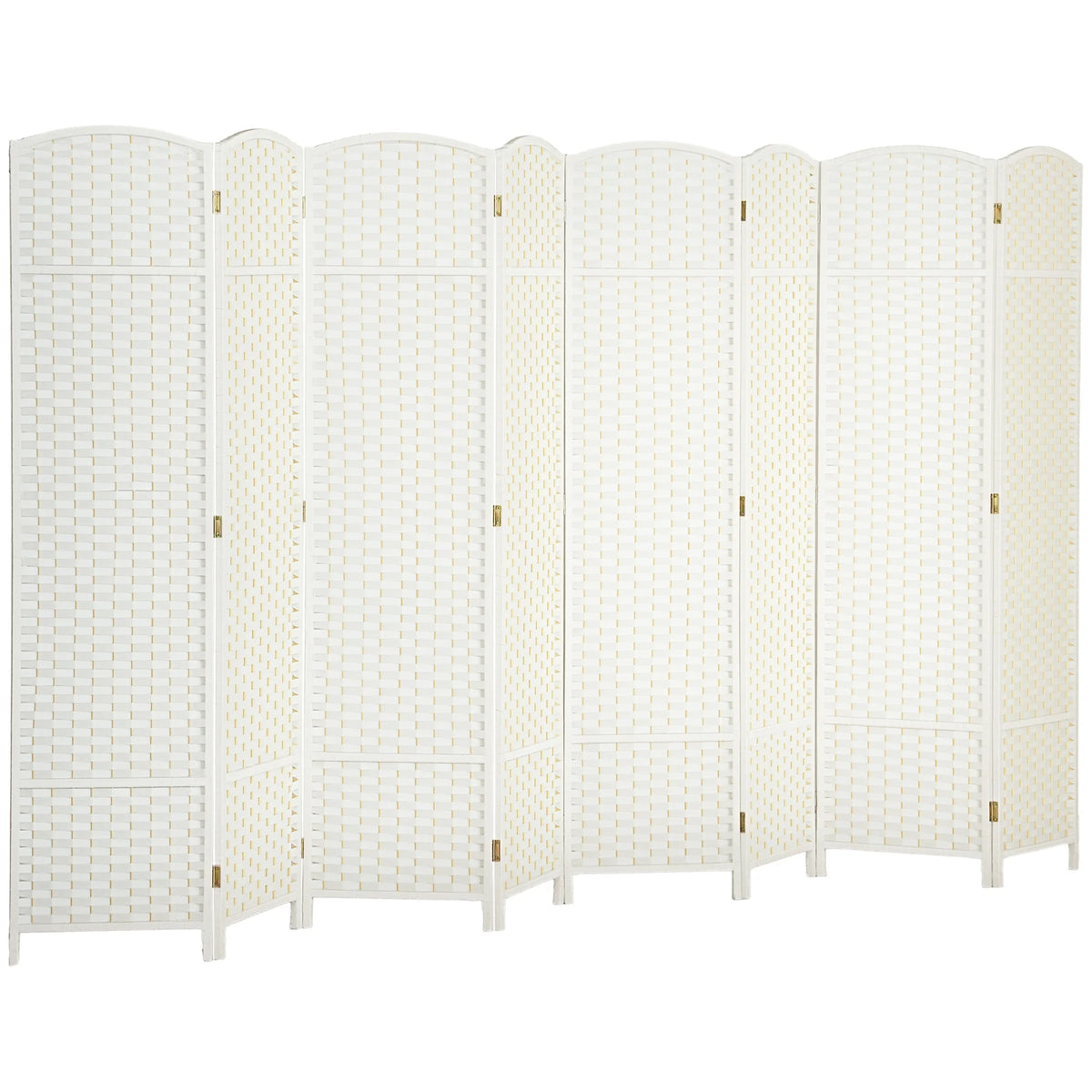 HOMCOM Room Divider, 8 Panel Folding Privacy Screen, 5.6' Tall Freestanding Partition for Home Office, Bedroom, White