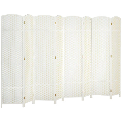 HOMCOM Room Divider, 8 Panel Folding Privacy Screen, 5.6' Tall Freestanding Partition for Home Office, Bedroom, White