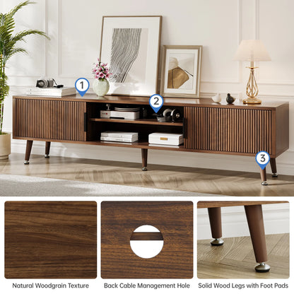 Selooye Mid Century TV Stand, Modern TV Console for TVs up to 70 Inches, Entertainment Center with Storage, TV and Media Consol, 62 Inch (Natural)
