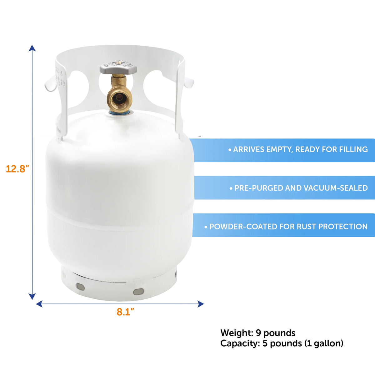 Flame King 5-lb Empty Propane Tank LP Cylinder with OPD Valve, YSN5LB