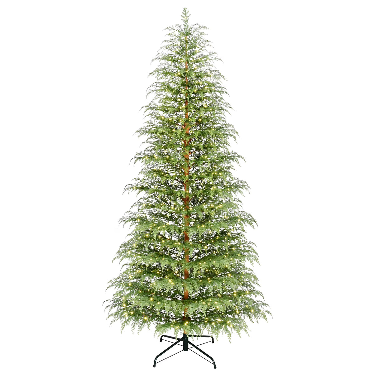 9' Pre-Lit Green Cypress Artificial Christmas Tree with 600 Warm White Twinkle LED Lights, by My Texas House